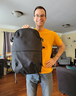 William holding his Air Pro bag