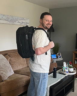 Joel wearing his Air Pro bag